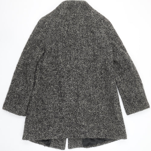 Wallis Women Grey Wool Blend Mid-Length Overcoat Size S