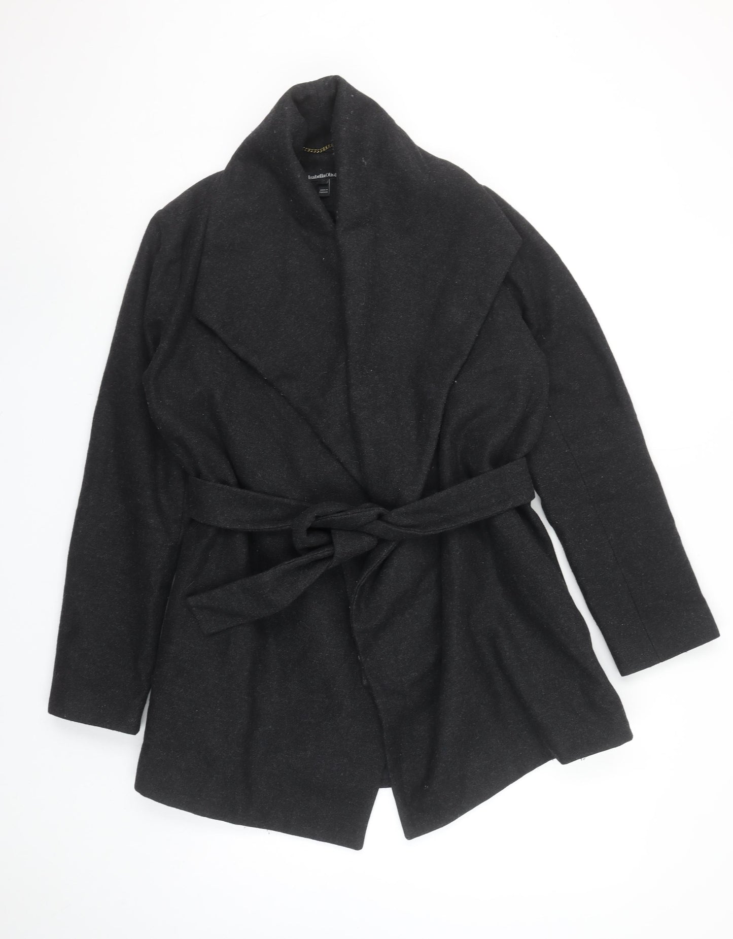 Isabella Oliver Women's Black Wool Belted Maternity Coat Size M
