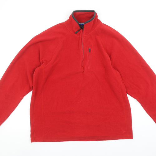 Marks and Spencer Men's Red Fleece 1/4 Zip Pullover Sweatshirt M