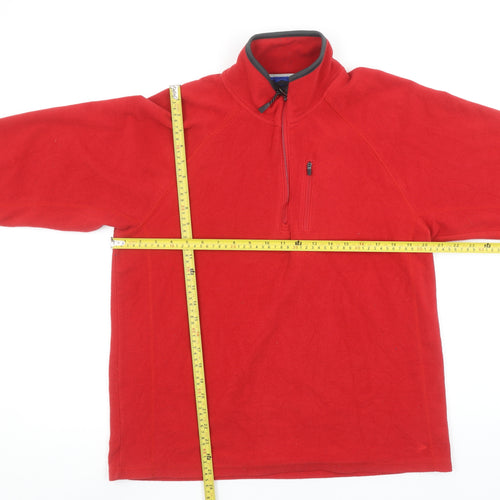 Marks and Spencer Men's Red Fleece 1/4 Zip Pullover Sweatshirt M