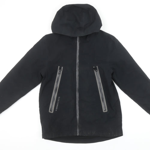 Next Boys Black Waterproof Hooded Rain Coat Jacket 8 Years