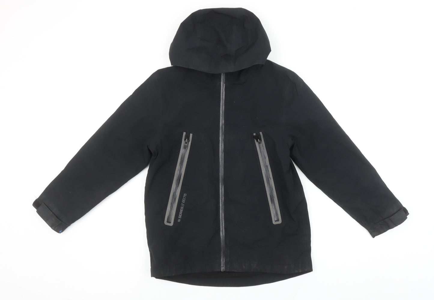 Next Boys Black Waterproof Hooded Rain Coat Jacket 8 Years