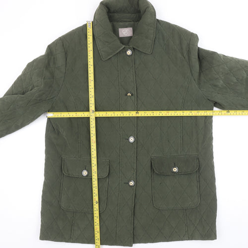 E Women’s Green Quilted Mid-Length Padded Jacket UK 14
