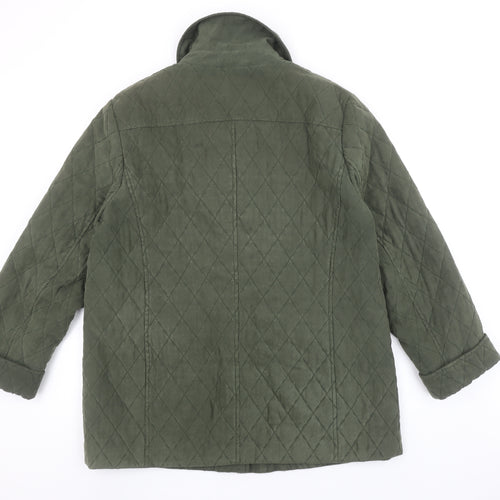 E Women’s Green Quilted Mid-Length Padded Jacket UK 14
