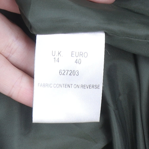 E Women’s Green Quilted Mid-Length Padded Jacket UK 14