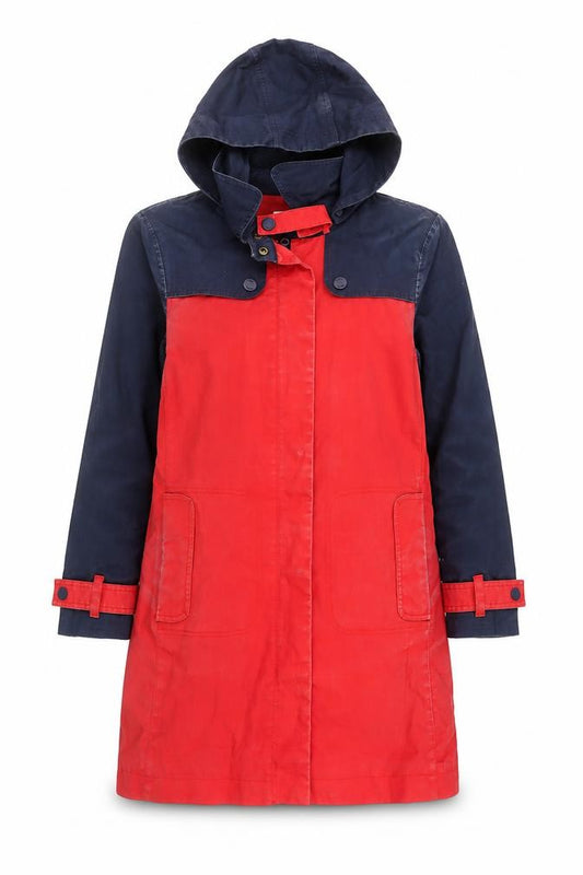 Front view of Boden Women's Multicoloured Hooded Mid-Length Rain Coat, size 10