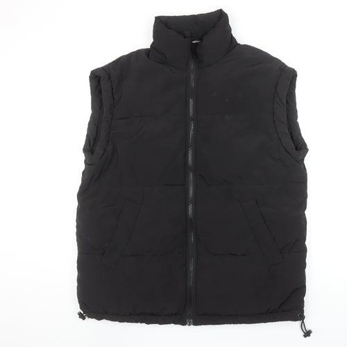 H&M Divided Men's Black Puffer Waistcoat S Polyester Winter Zip Vest