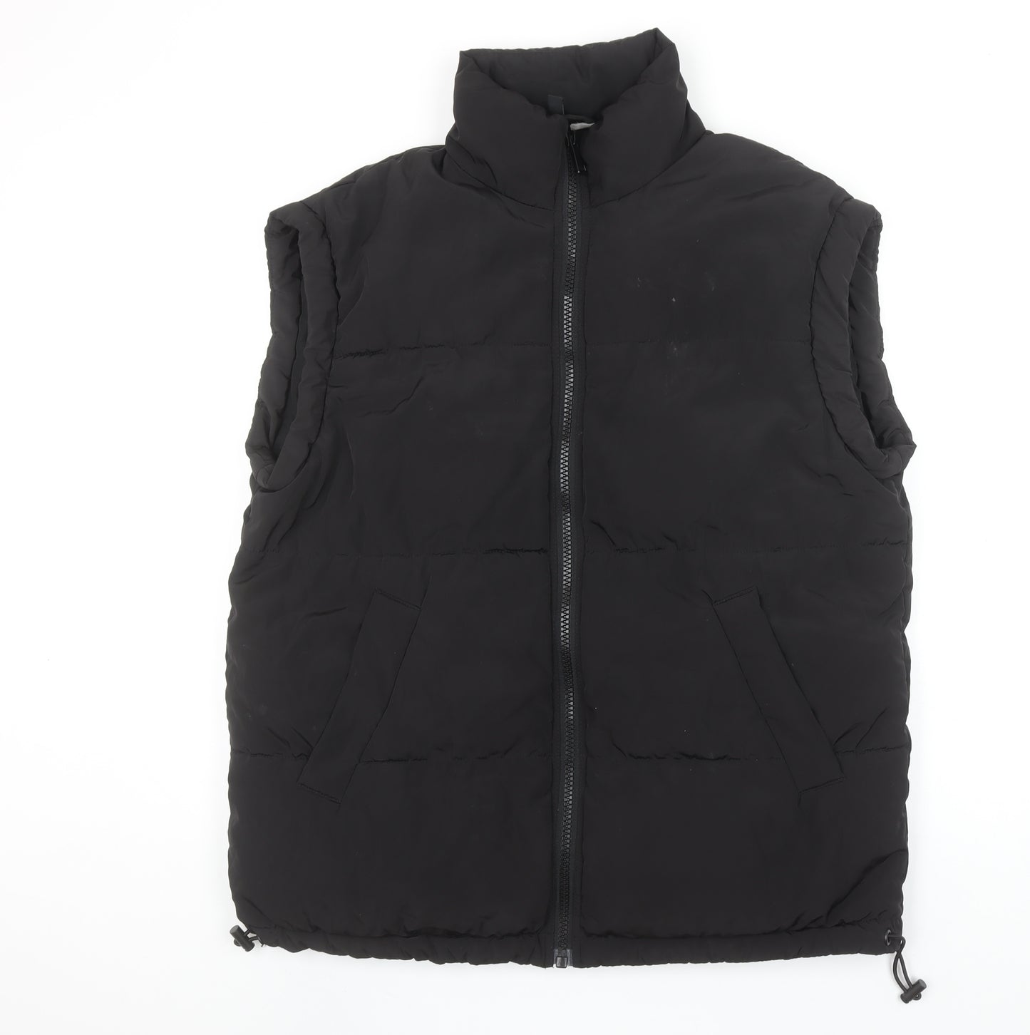 H&M Divided Men's Black Puffer Waistcoat S Polyester Winter Zip Vest
