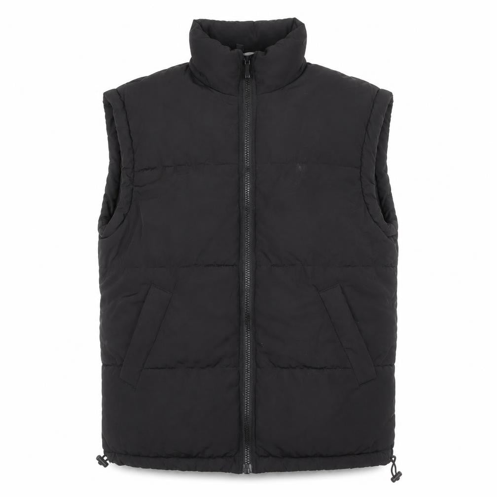 Front view of H&M Divided Men's Black Puffer Waistcoat S Polyester Winter Zip Vest