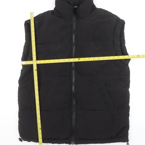 H&M Divided Men's Black Puffer Waistcoat S Polyester Winter Zip Vest