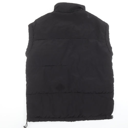 H&M Divided Men's Black Puffer Waistcoat S Polyester Winter Zip Vest