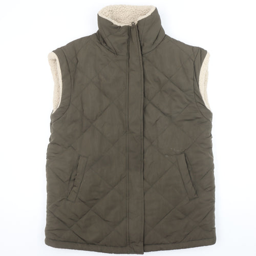 George Womens Green Quilted Fleece Lined Sleeveless Waistcoat Size 12-14