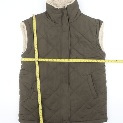 George Womens Green Quilted Fleece Lined Sleeveless Waistcoat Size 12-14