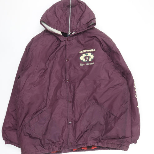 Flyer Clothing Men's Purple Hooded Puffer Jacket L Nylon Winter