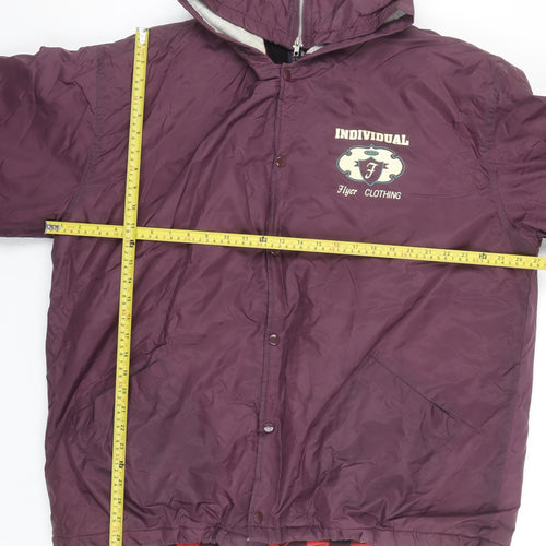 Flyer Clothing Men's Purple Hooded Puffer Jacket L Nylon Winter
