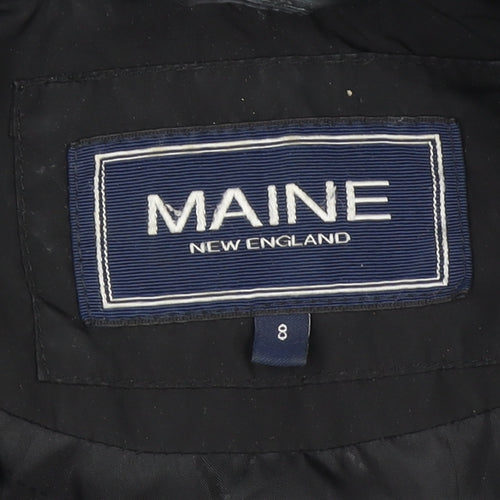Maine New England Women's Black Quilted Long Coat Size 8