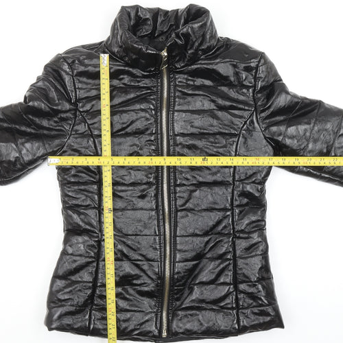 Cameo Rose Womens Black Puffer Jacket S Quilted Lightweight Zip Coat