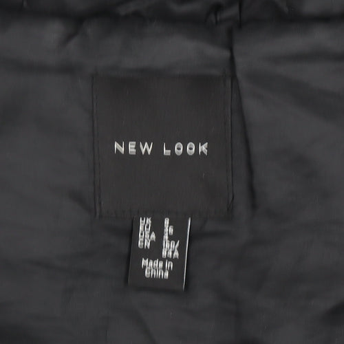 New Look Womens Black Mid-Length Hooded Puffer Jacket Size 8