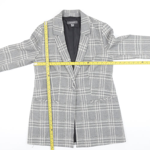 Primark Women's Grey Check Blazer Size 8 Single-Breasted Jacket