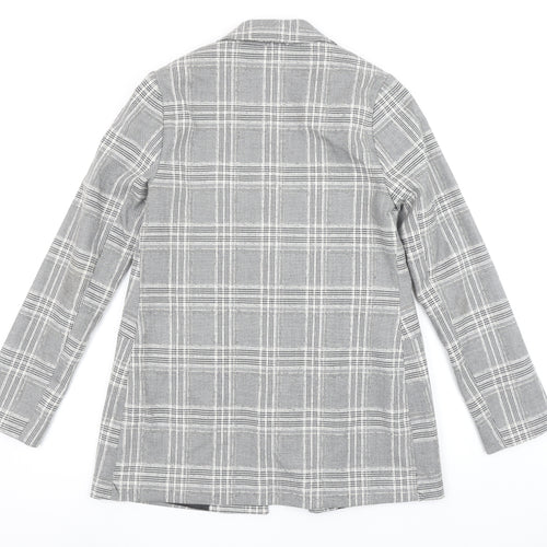 Primark Women's Grey Check Blazer Size 8 Single-Breasted Jacket