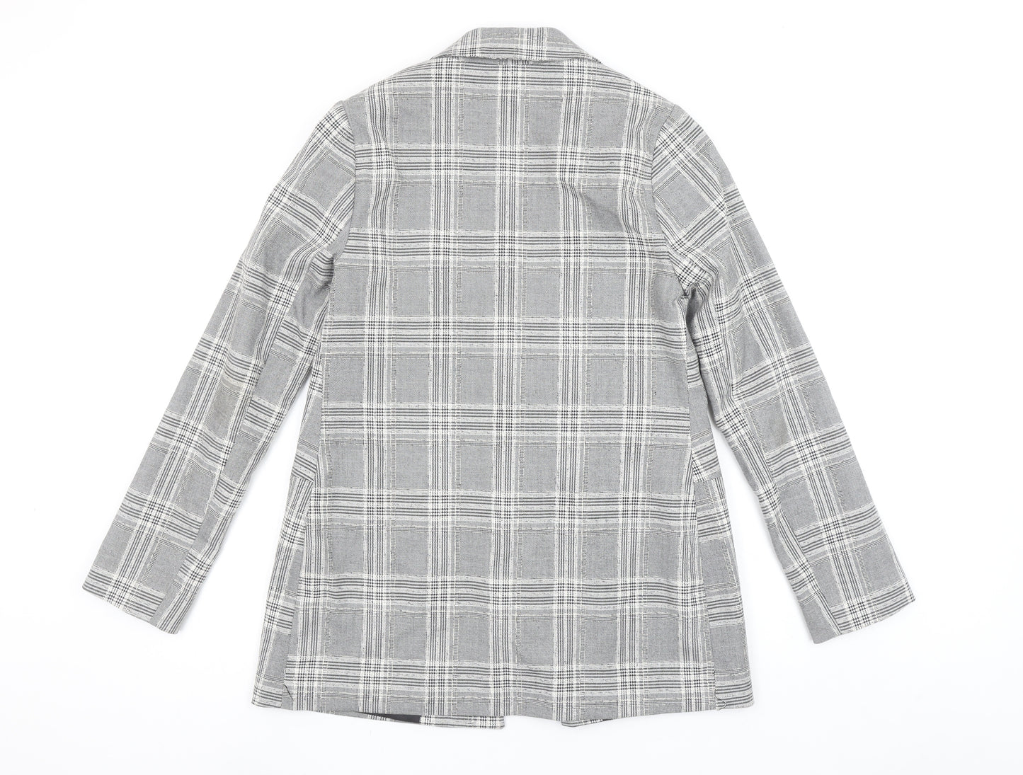 Primark Women's Grey Check Blazer Size 8 Single-Breasted Jacket