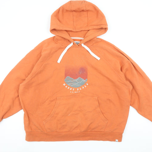 Animal Womens Orange Organic Cotton Pullover Hoodie UK 12
