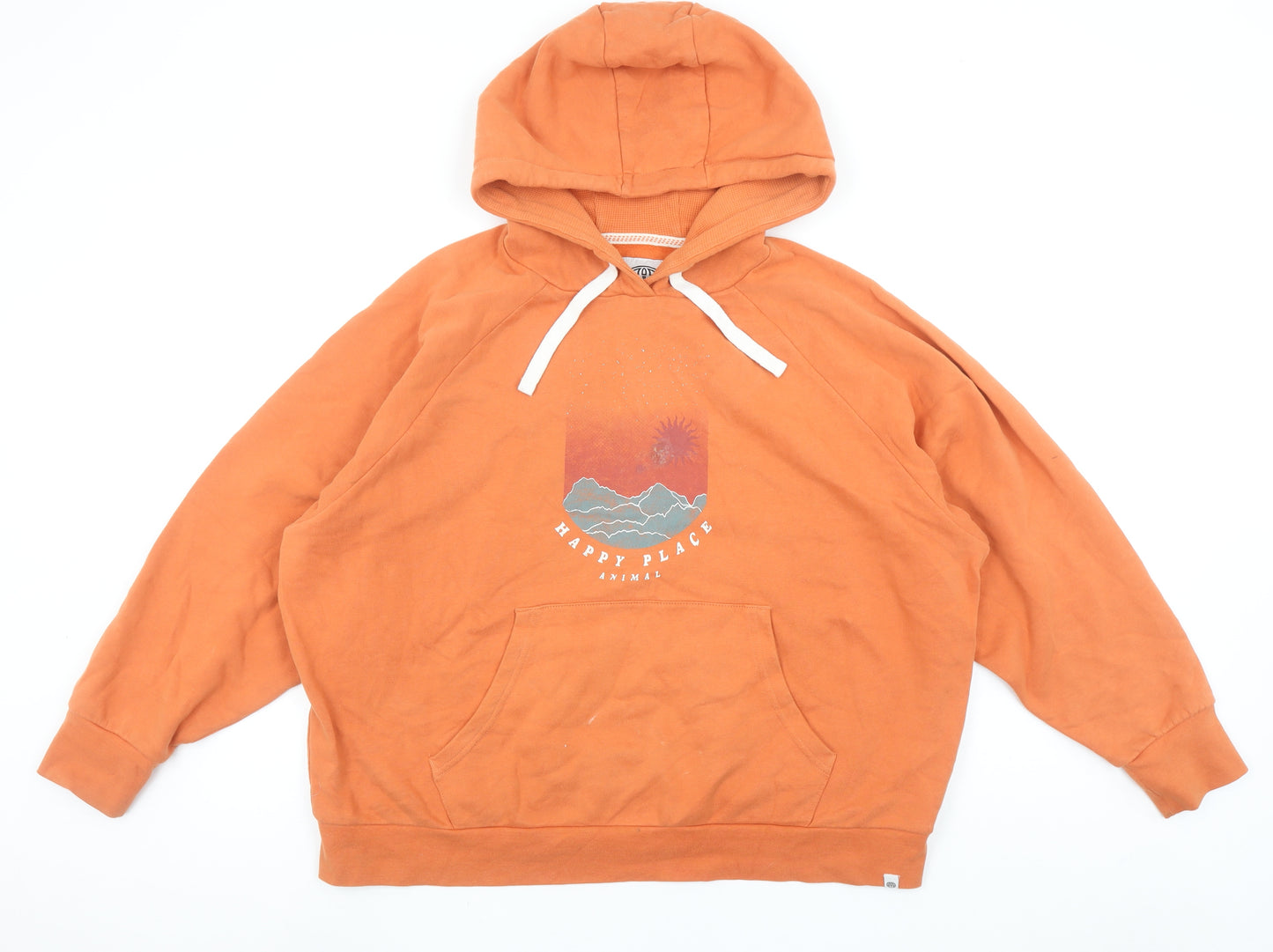 Animal Womens Orange Organic Cotton Pullover Hoodie UK 12