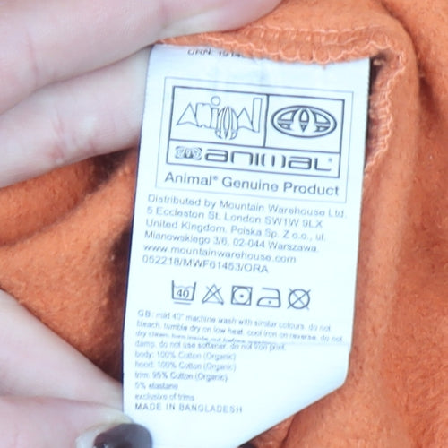 Animal Womens Orange Organic Cotton Pullover Hoodie UK 12