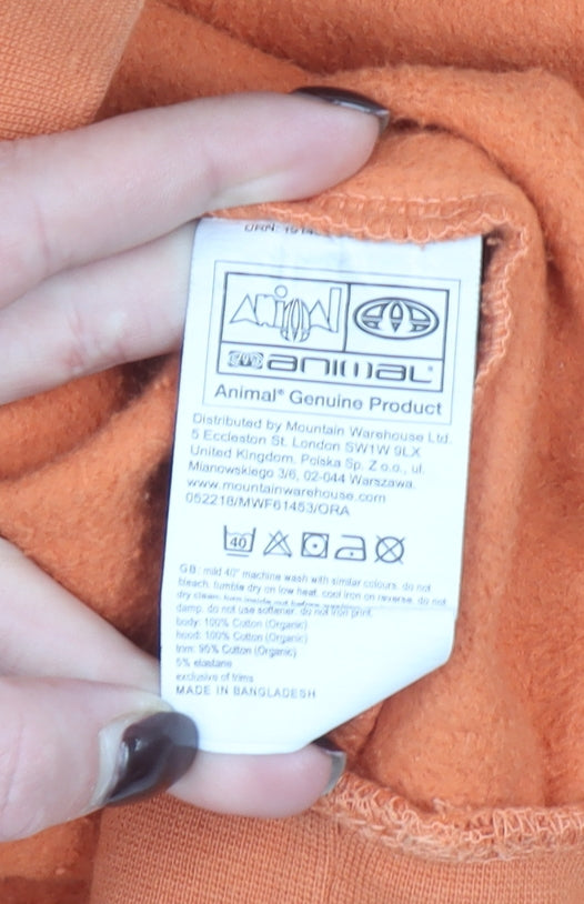 Animal Womens Orange Organic Cotton Pullover Hoodie UK 12