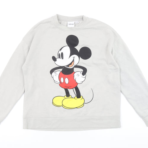 Disney Women’s Grey Mickey Mouse Crew Neck Sweatshirt Size S