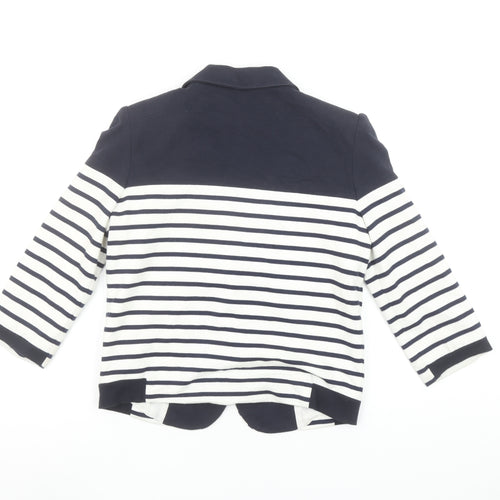 Next Women Navy Striped Blazer Jacket Size 10 Classic Nautical Style