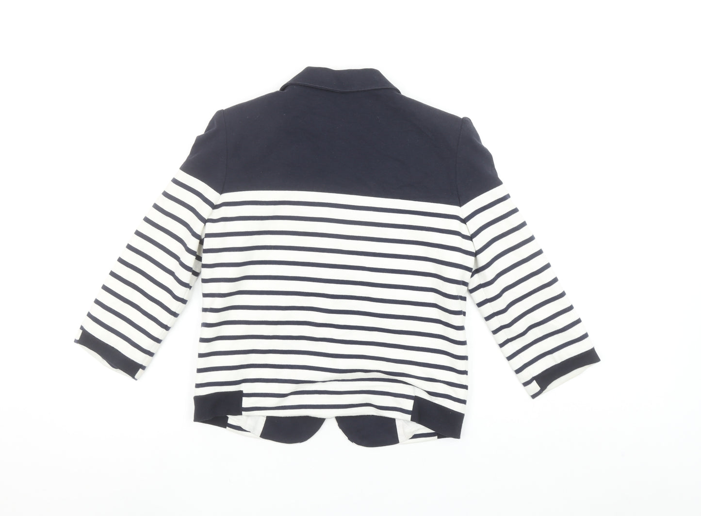 Next Women Navy Striped Blazer Jacket Size 10 Classic Nautical Style