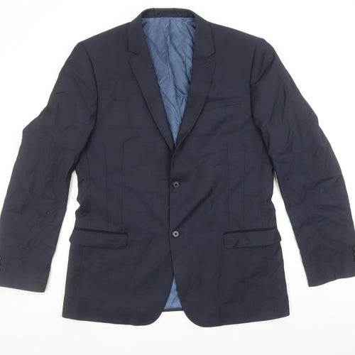 Next Men's Navy Blue 42L Regular Fit Wool Blend Blazer