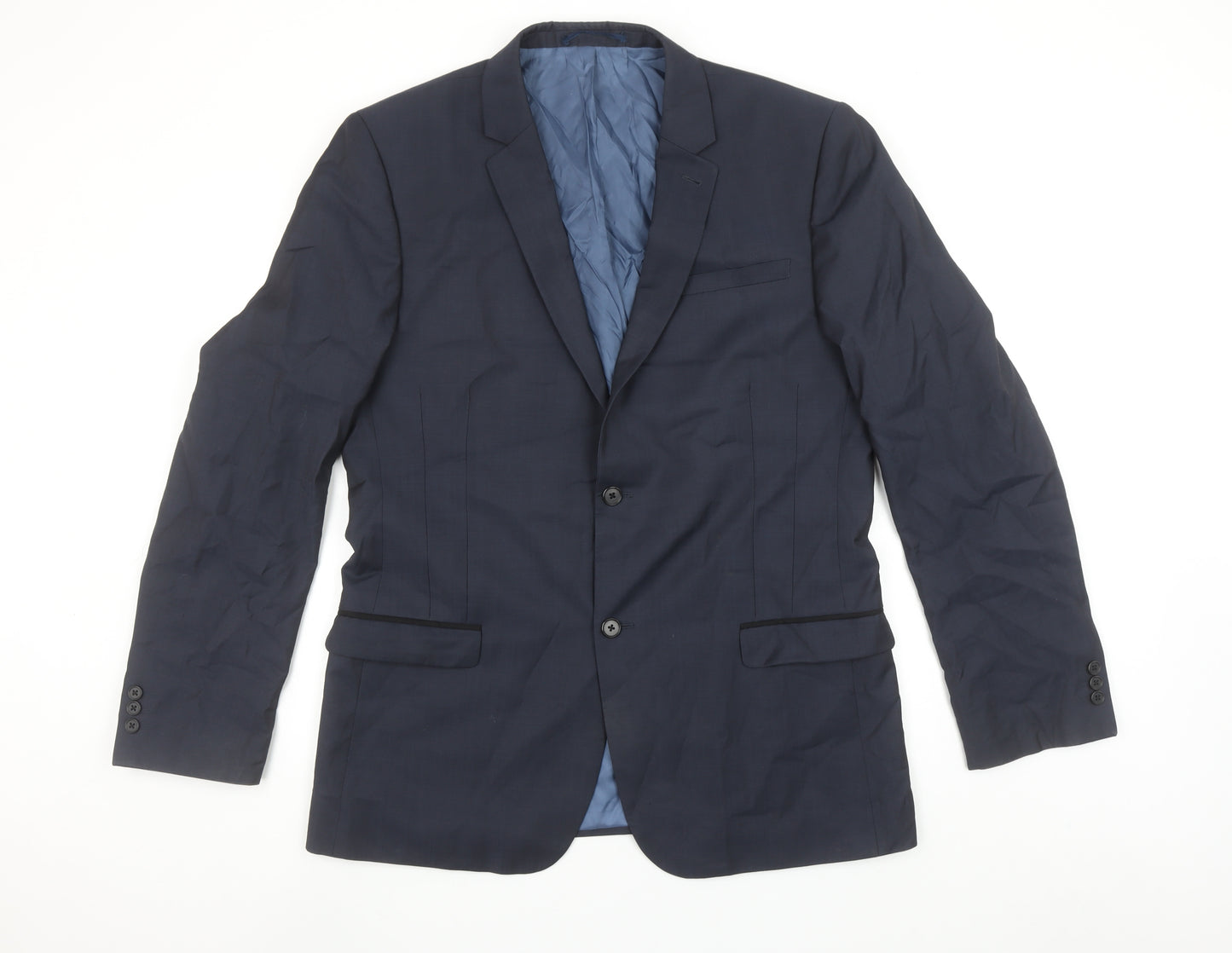 Next Men's Navy Blue 42L Regular Fit Wool Blend Blazer