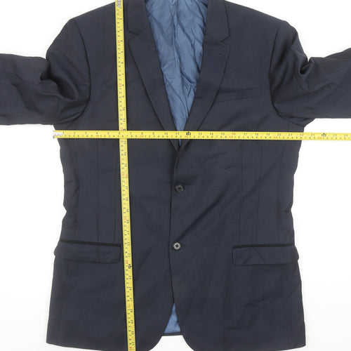 Next Men's Navy Blue 42L Regular Fit Wool Blend Blazer