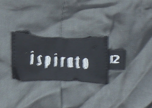 Ispirato Women's Grey Floral Satin Shawl Collar Tailored Jacket Size 12