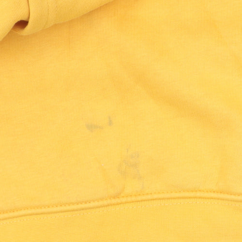 Champion Mens Yellow Pullover Hoodie Medium Logo Graphic Cotton Blend