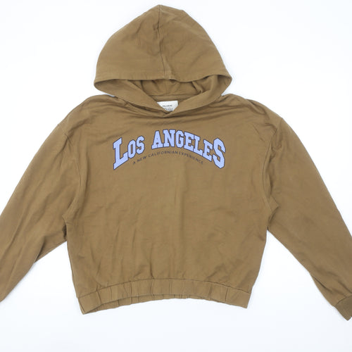 Pull & Bear Womens Brown Los Angeles Hoodie XL Cotton Blend Casual
