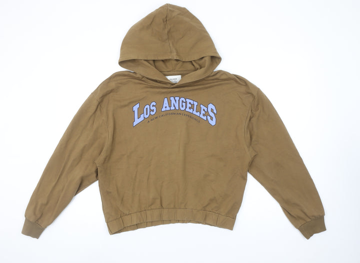 Pull & Bear Womens Brown Los Angeles Hoodie XL Cotton Blend Casual