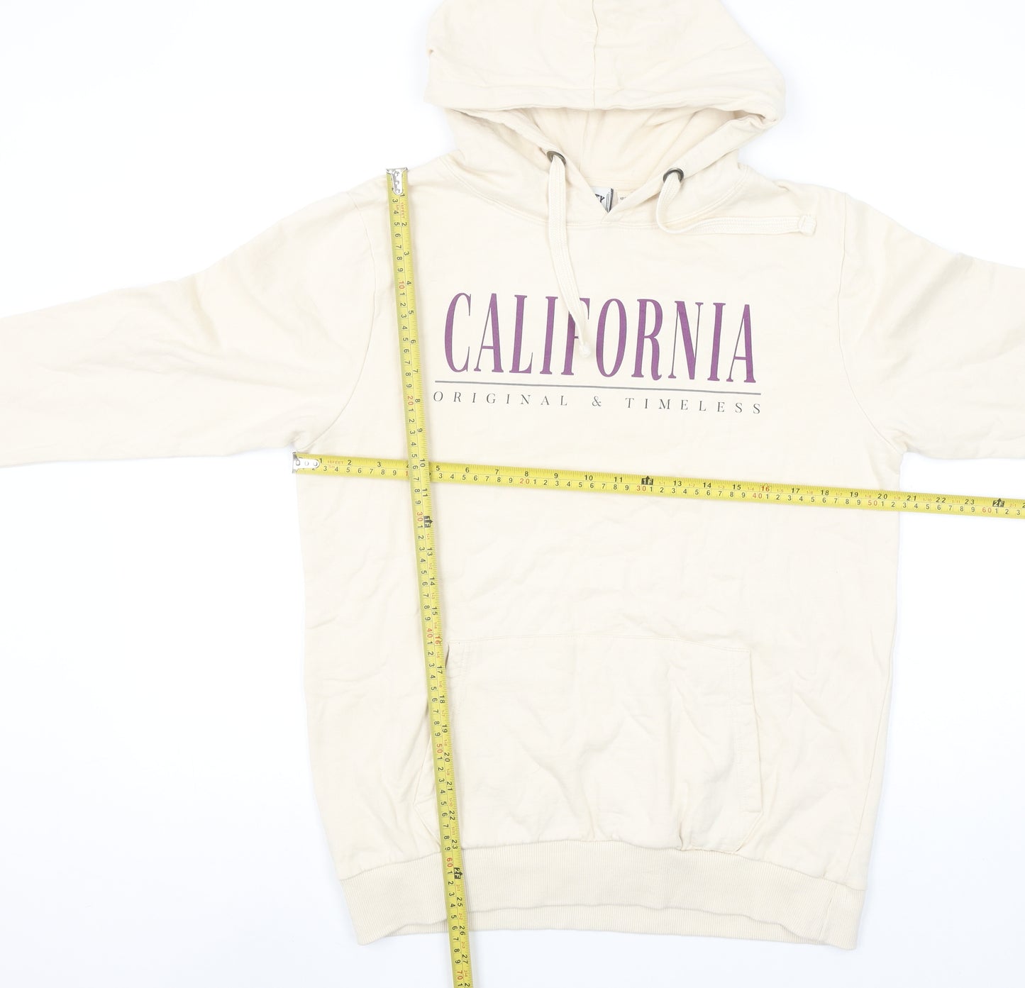 Varsity Team Players Beige California Hoodie Womens Size 12 L 100% Cotton