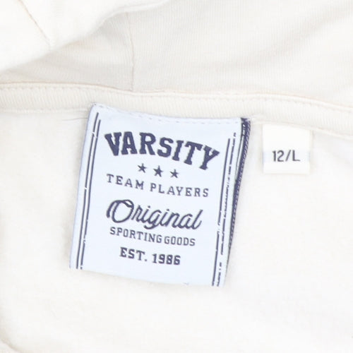 Varsity Team Players Beige California Hoodie Womens Size 12 L 100% Cotton