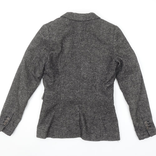H&M Women’s Grey Tweed Single Breasted Wool Blend Blazer Size 4