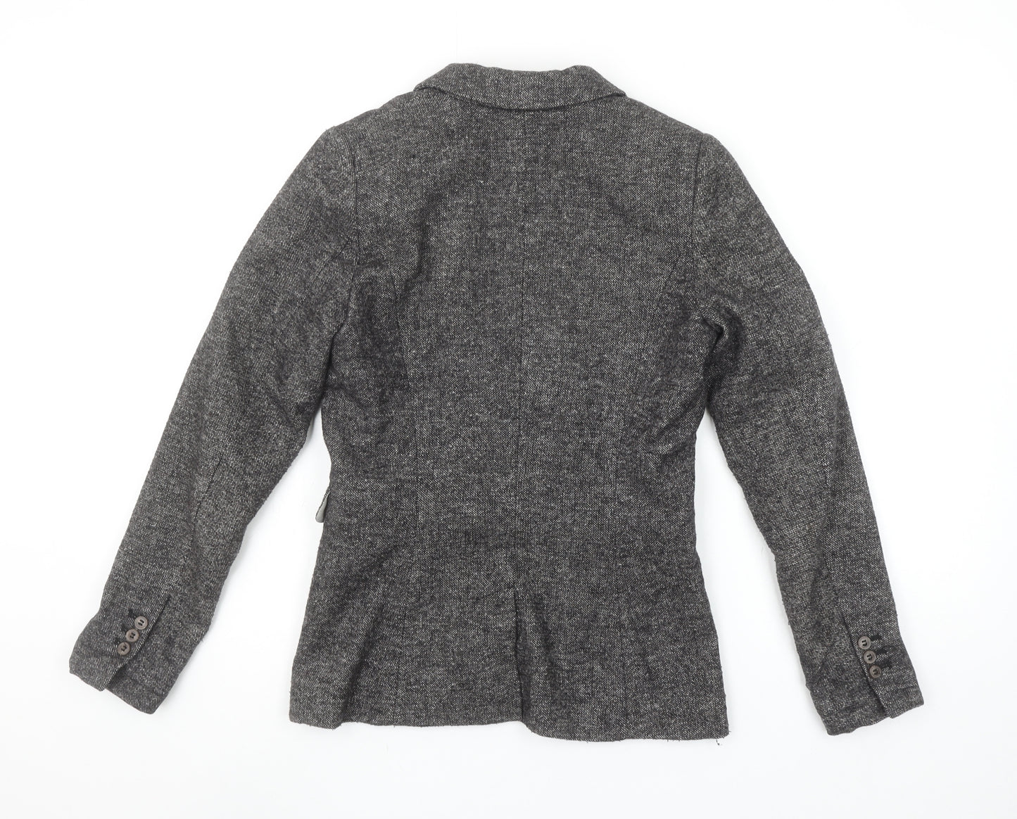 H&M Women’s Grey Tweed Single Breasted Wool Blend Blazer Size 4