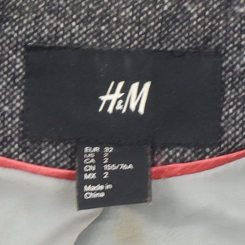 H&M Women’s Grey Tweed Single Breasted Wool Blend Blazer Size 4