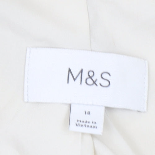 Marks and Spencer Womens Beige Cotton Blend Single-Breasted Blazer Size 14