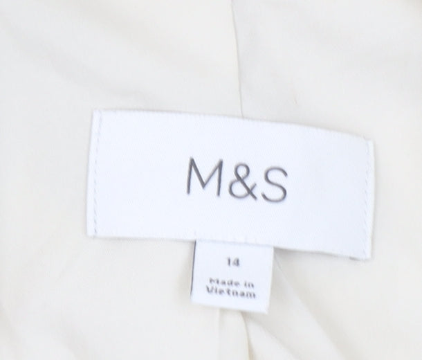 Marks and Spencer Womens Beige Cotton Blend Single-Breasted Blazer Size 14