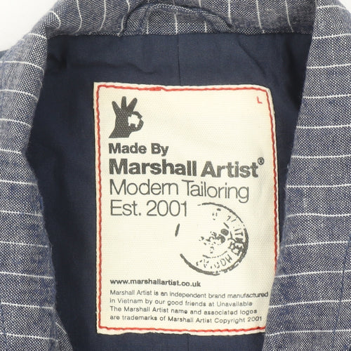 Marshall Artist Men's Blue Striped Cotton Regular Fit Casual Blazer Jacket L