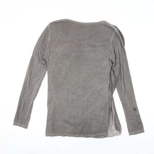 Les Apprete Folies Women Grey Sequin Wrap Blouse Size S Long Sleeve