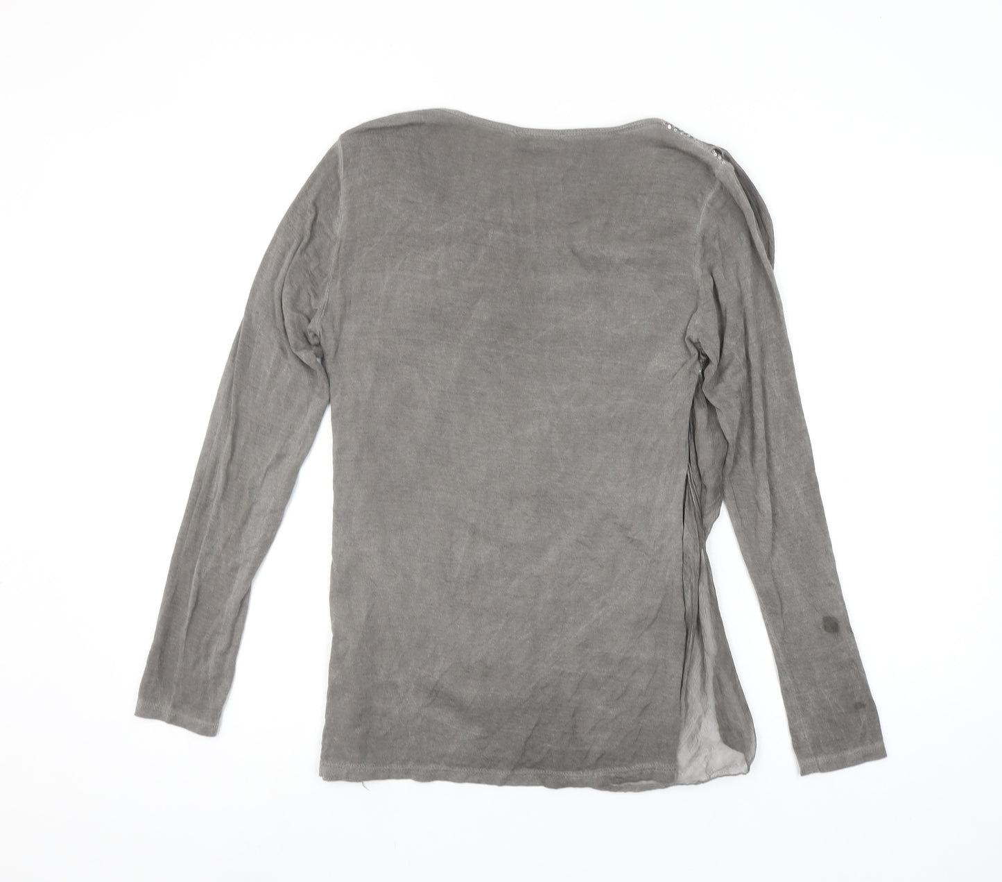 Les Apprete Folies Women Grey Sequin Wrap Blouse Size S Long Sleeve