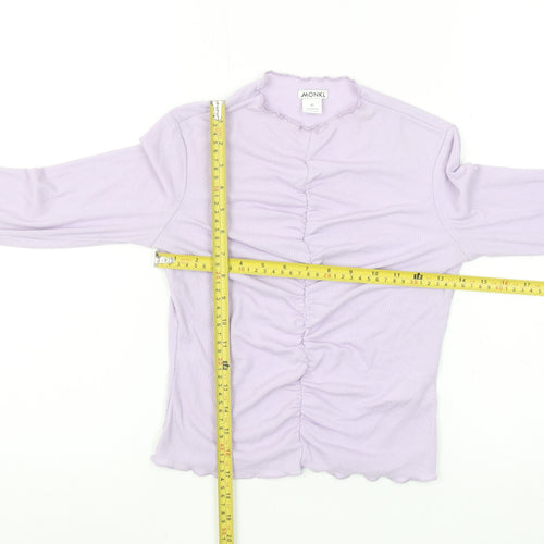 Monki Women's Purple Cropped Long Sleeve Slim Fit Top XS